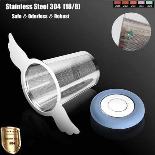 2-Stücks Rostfreier-Edelstahl-Teesieb 18/8 für Losen Tee, Sehr Fein Sieb mit Deckel/Abtropfschale, Geräumiger Teefilter