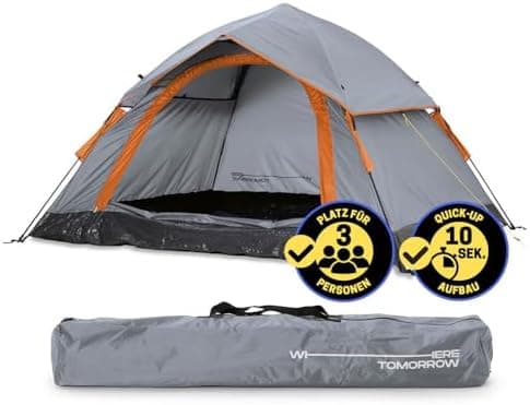 Lumaland Camping Zelt - Leichtes Pop Up Wurfzelt 210x190x110cm | Trekking & Festival Igluzelt | 2-4 Personen Wasserdicht