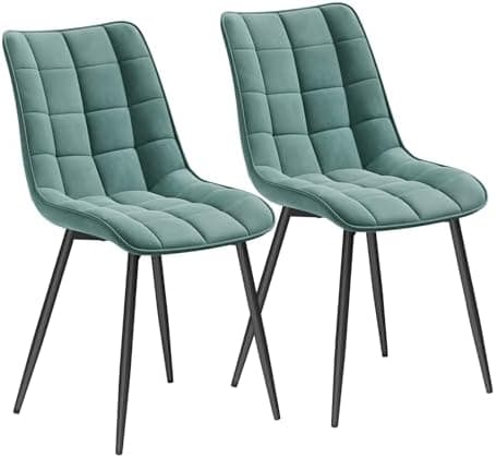 WOLTU Esszimmerstühle 2er Set, gepolstert mit Samt, für Wohn- und Esszimmer, Hochlastige Küchenstühle, Dunkelgrau