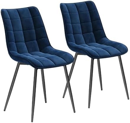 WOLTU Esszimmerstühle 2er Set, gepolstert mit Samt, für Wohn- und Esszimmer, Hochlastige Küchenstühle, Dunkelgrau