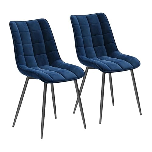 WOLTU Esszimmerstühle 2er Set, gepolstert mit Samt, für Wohn- und Esszimmer, Hochlastige Küchenstühle, Dunkelgrau