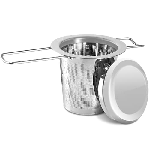 **2 Stück Rostfreier Edelstahltieesiebe mit Einklappbaren Griffen und Deckel, ideal für Teeamateure und -experten bei j