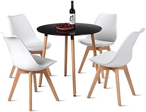 H.J WeDoo Skandinavisches Esszimmer Esstisch Set mit 4 Stühlen Eiscreme-Grün 100cm