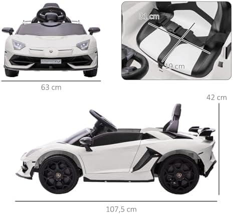 HOMCOM Kinder Elektroauto Lamborghini Aventador SVJ Roadster, 12V, MP3, Hupe, Musik, Sanftstart, 2 Motor, Fernbedienung,