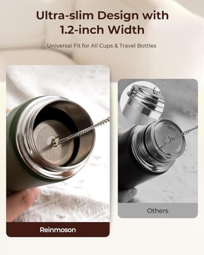 Reinmoson Edelstahl Teesieb für Losen Tee – 5 x 7,1 cm Gewürzei Teeei Groß mit extra feinem Netz – Schwarztee, Rooibos,