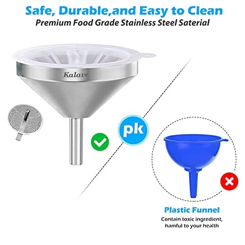 Kalave Lebensmittelqualität Edelstahl Trichter 13cm 200 Mesh Filter für Öle und Saft Küchenaccessoire
