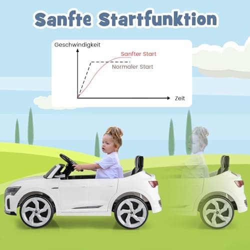 COSTWAY Kinder Elektroauto Audi SQ8 Schwarz für 3+ Jahrige Kinder in 12V 3-Gang Konfiguration mit Fernbedienung, Hupe un