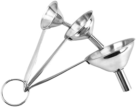 3 in 1 Metalltrichter, Edelstahl Küchentrichter Set für Übertragen von ätherischen Ölen, Flüssigkeiten, trockenem Pulver