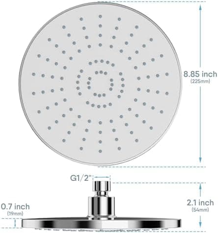 Regenduschkopf YUANNY Wasserspar 10 Zoll Stable ABS Chrom Universal-Kopfbrause Anti-Kalk-Düsen Ø 26 cm