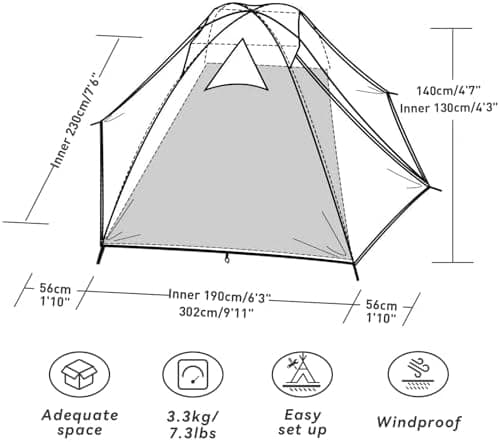 Forceatt 2-4 Personen Zelt Wasserldicht 3-4 Saison Ultraleicht Mit Kleinem Packmaß Für Trekking Outdoor Festival Soforti
