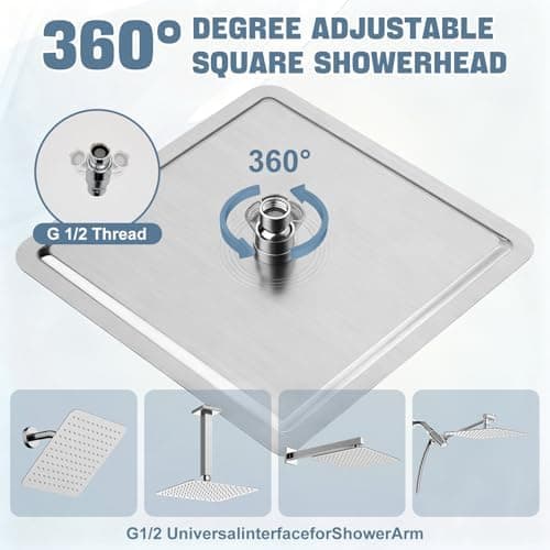 Regenduschkopf Duschkopf Edelstahl 304 360° Verstellbar 30x30cm Rain Shower Head Rainwalddusche