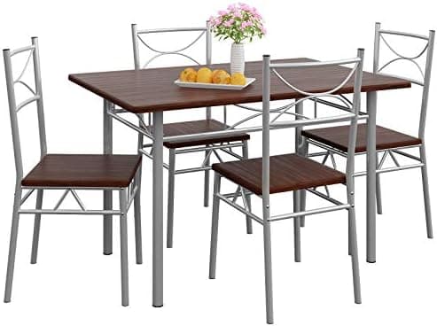 Casaria® Esstisch mit 4 Stühlen Holz 5-TLG Set Industrial Paul Weiß  
Casaria® Industrial Esszimmer Möbel Holz 4 Stühle