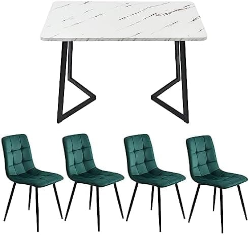 Modern Küchentisch Set 117x68cm mit 4 Schwarzesszimmerstühlen (Schwarz)