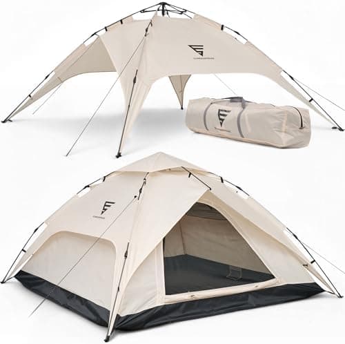 XXL Quicktent - Wasserdicht, Blitzschnell Aufgebaut & Windstabil - Campingzelt für 2-4 Personen - Top-Belüftung & Extra