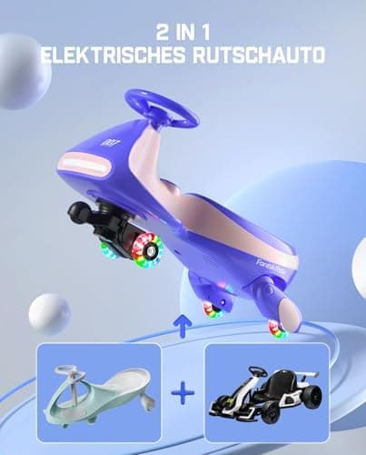 FanttikRide N7 Pro Kinder Elektroauto - Elektrisches Rutschauto für 3-7Jährige - Bluetooth, Pedal, Typ-C Aufladung, Leuc