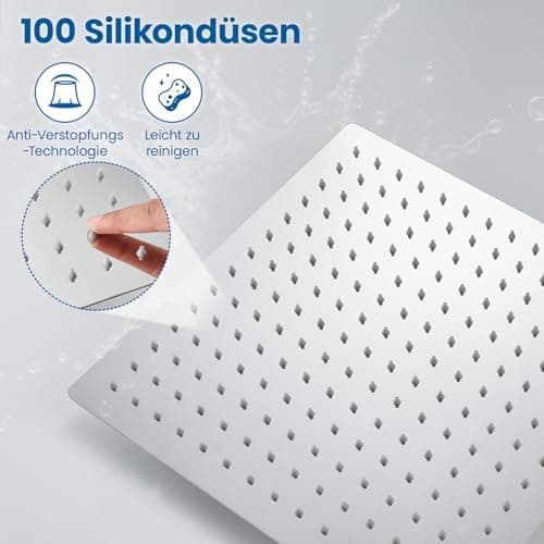 Auralum Regendusche Duschkopf 12 Zoll, edelstahlige Selbstreinigende Düsen, 360° Verstellbar, Chrom Recycled Claim Stand