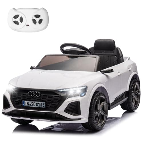 HAUSPROFI Elektro Kinderauto mit Bluetooth für Kinder 3-6 Jahre - Weiß | Sicherheitsgurt, Musik, Fernbedienung