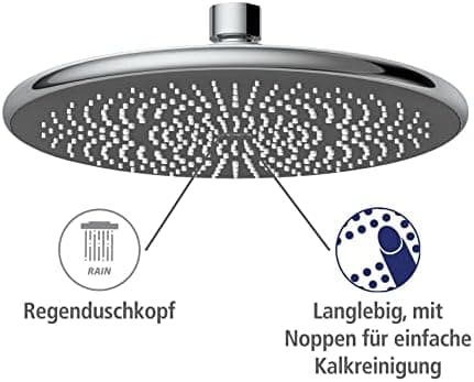 Wenko Wasserspar Regenduschkopf - Wassersparende Kopfbrause mit ABS,chromfarbener Rand, Ø 22,5 cm - Wasserspar-System