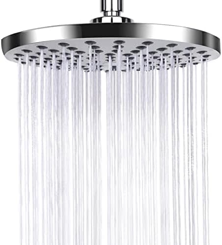 AiQInu 8-Zoll Runder Duschkopf Regendusche - Wassersparend, Anti-Kalk-Düsen, Edelstahl-Wasserfall-Duschkopf - Global Rec