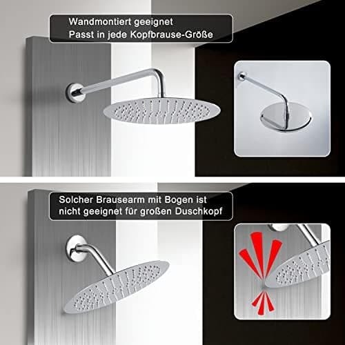 JOHO Edelstahl Regendusche Duschkopf, Quadratisch 12 Zoll Anti-Kalk-Düsen, für Badezimmer und Wellnesszimmer mit Chromtö
