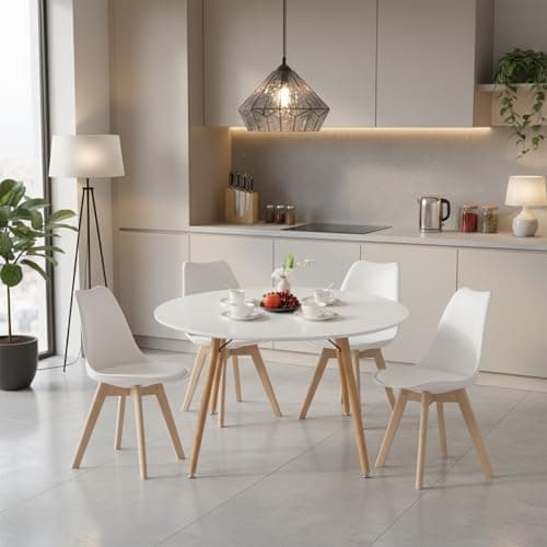 H.J WeDoo Skandinavisches Esszimmer Esstisch Set mit 4 Stühlen Eiscreme-Grün 100cm