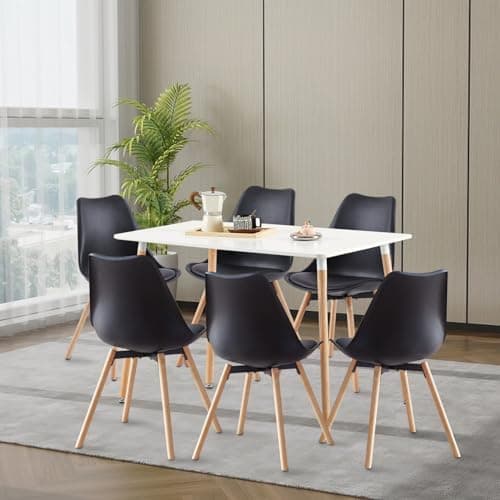Esszimmergruppe Esstisch mit 4 Stühlen Schwarz Tisch+4 Stühle für Küche Esszimmer Wohnzimmer