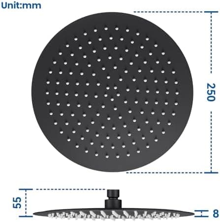 Auralum Regendusche Duschkopf 12 Zoll, edelstahlige Selbstreinigende Düsen, 360° Verstellbar, Chrom Recycled Claim Stand