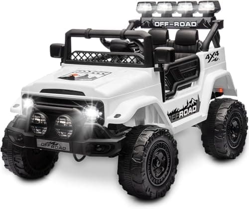 HAUSPROFI Kinder Elektroauto 12V - Elektro Kinderauto mit 2,4G Fernbedienung, LED, Bluetooth und Musik für 3-5 km/h - id