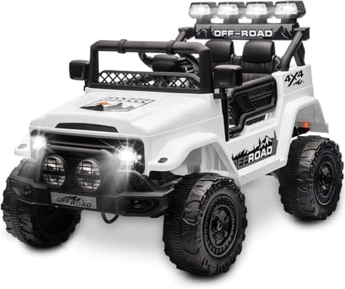 HAUSPROFI Kinder Elektroauto 12V - Elektro Kinderauto mit 2,4G Fernbedienung, LED, Bluetooth und Musik für 3-5 km/h - id