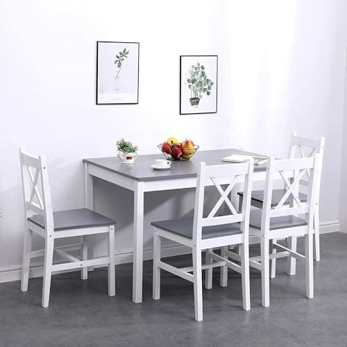 SogesHome Essgruppe Holzwerkstoffe Esszimmer Möbel Set mit 4 Stühlen Schlichtes Design für Esszimmer
SogesHome MDF Essgr