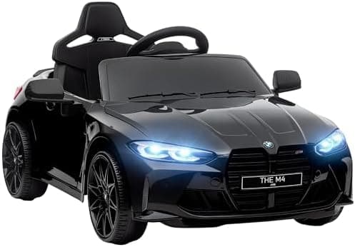 AIYAPLAY Kinder Elektroauto für 3-5 Jahre Kinder - 12V 2,4 GHz Fernbedienung mit Hupe, LED, Musik & Sanftstart - Rot