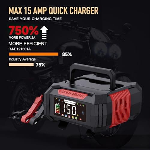 15A/8A Autobatterieladegerät, 12V/24V Smart vollautomatisch,LCD-Bildschirm für Auto Motorrad Rasenmäher Boot Marine Batt