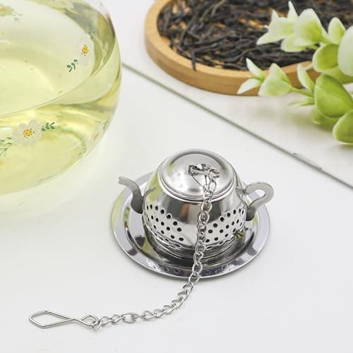 GETRICH Silber Teeei Edelstahl mit Kette für losen Tee Meisten Tasseteekanneatoi Gewürzsieb