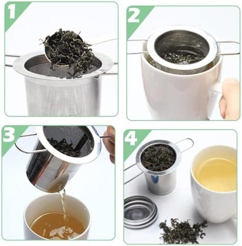 Teesieb 304 Rostfreies Edelstahl-Teefilter mit Faltbaren Grifffor Losen Tee UserID A-2PCS