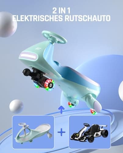 FanttikRide N7 Pro Kinder Elektroauto - Elektrisches Rutschauto für 3-7Jährige - Bluetooth, Pedal, Typ-C Aufladung, Leuc