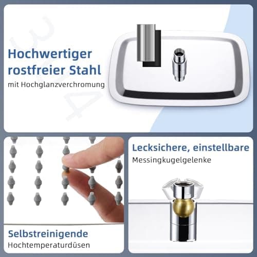 Edelstahl Regendusche Duschkopf Anti-Kalk-Düsen
| Anti-Kalk-Düsen Regendusche Duschkopf Edelstahl
| 40 x 25 cm Edelstah