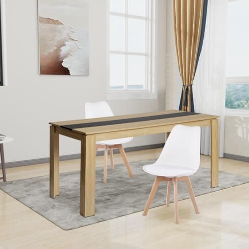 Esszimmergruppe Esstisch 120CM Rechteckig Holz + 4er Stühle grau Eiche-Weiß Tischbein für Wohnzimmer Küche Büro