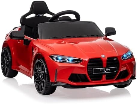 Lizenziert BMW M4 Kinder Elektroauto 12V 2,4G-Fernbedienung USB LED Musik