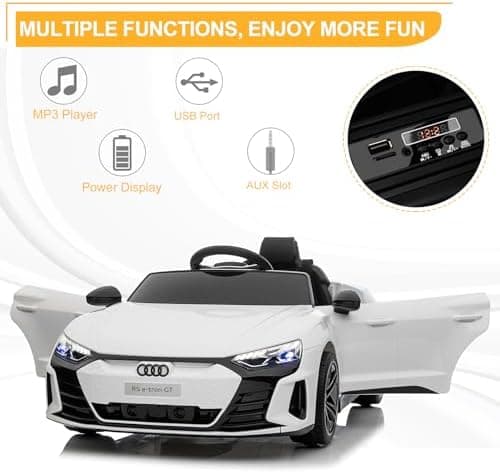 LEADZM Elektro Kinderauto mit Musik & Hupe & Scheinwerfer, ideales Vergnügungsgerät für Kinder (Weiß)  
LEADZM Elektro K