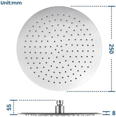 Auralum Regendusche Duschkopf 12 Zoll, edelstahlige Selbstreinigende Düsen, 360° Verstellbar, Chrom Recycled Claim Stand