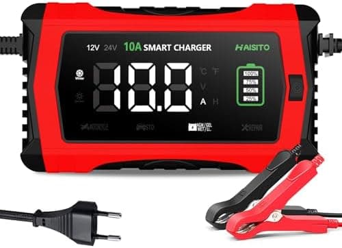 Haisito 12V/24V 10A LiFePO4 ErhaltungsladegerätAuto mit LCD-Temperaturkompensation