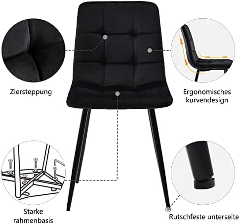 HAUSPROFI Küchen Esstisch Set für Küche Esszimmer Wohnzimmer - 5-teiliges Sechseckiges Esstisch Set mit 4 Stühlen (Grau