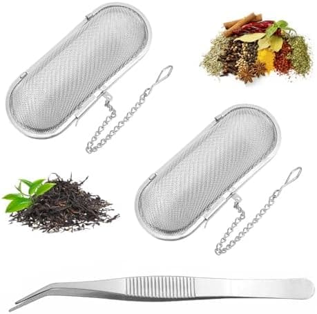 Rostfreier Edelstahl Teefilter, Feinmaschig mit Kette, für Losen Tee und Gewürze