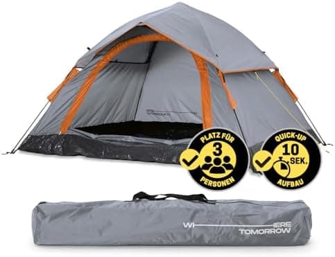 Lumaland Camping Zelt - Leichtes Pop Up Wurfzelt 210x190x110cm | Trekking & Festival Igluzelt | 2-4 Personen Wasserdicht