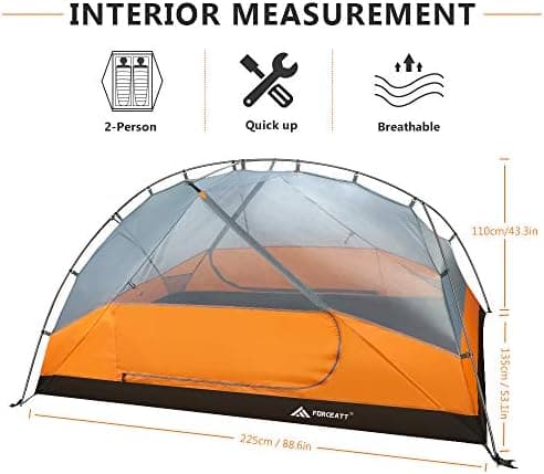 Forceatt 2-3 Personen Zelt, Wasserdicht & Winddicht, 2-Door Ultraleichte Rucksack Zelt für Camping und Outdooraktivitäte