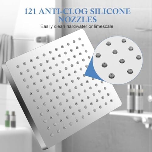 AiQInu 8-Zoll Runder Duschkopf Regendusche - Wassersparend, Anti-Kalk-Düsen, Edelstahl-Wasserfall-Duschkopf - Global Rec