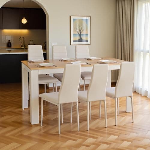 Esszimmergruppe mit 4 Stühlen Esstisch Hochlehner Kunstleder Sitzgruppe für Familie
| 110cm Eiche-Schwarz Tisch + 4 Sch