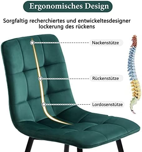 HAUSPROFI Modern Holzmöbel Esstisch Set für Küche Wohnzimmer Büro (Grün + Schwarz, Samt, 140x80x74cm)  
HAUSPROFI Rechte