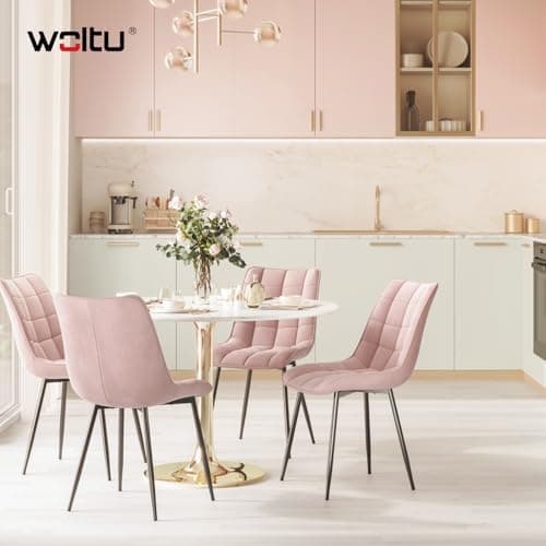 WOLTU Esszimmerstühle 2er Set, gepolstert mit Samt, für Wohn- und Esszimmer, Hochlastige Küchenstühle, Dunkelgrau
