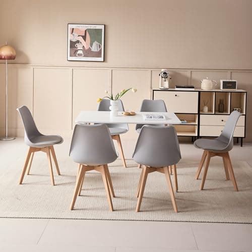 **GrandCA HOME Rechteckiger weißer Esstisch mit beige Stühlen für Esszimmer, Küche und Wohnzimmer**
| **Rechteckiger Gr
